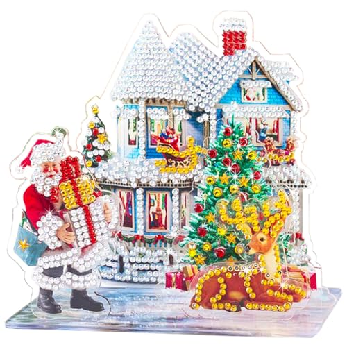 XJKLBYQ Weihnachtskit: funkelnder Weihnachtsmann mit Kleber und Stift, Strasskunsthandwerk für Kinder und Erwachsene Urlaubsspaß von XJKLBYQ