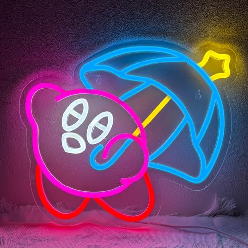 XJNOLGXIQU Anime Kirbee Neon Schild Kirby Led Schild Wanddekoration für Gamer Deko Jungen und Mädchen für Schlafzimmer Geburtstagsgeschenkdekoration für Jungen und Mädchen von XJNOLGXIQU