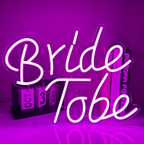 XJNOLGXIQU Bride To Be Neon Schild Wanddekoration Rosa Neonlicht Led Schild Personalisiertes USB Leuchtreklamen für Schlafzimmer Hochzeit Party Verlobung Wohnzimme Wanddekoration von XJNOLGXIQU