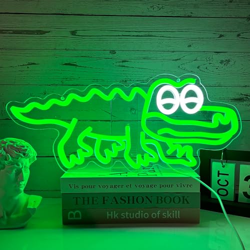 XJNOLGXIQU Crocodile Neon Schild Anime Led Leuchtschild Gator Neonlicht Schriftzug Usb Powered Leuchtreklame für Game Room Wanddekoration Jungen und Mädchen für Schlafzimmer Nachttisch Schmücken von XJNOLGXIQU