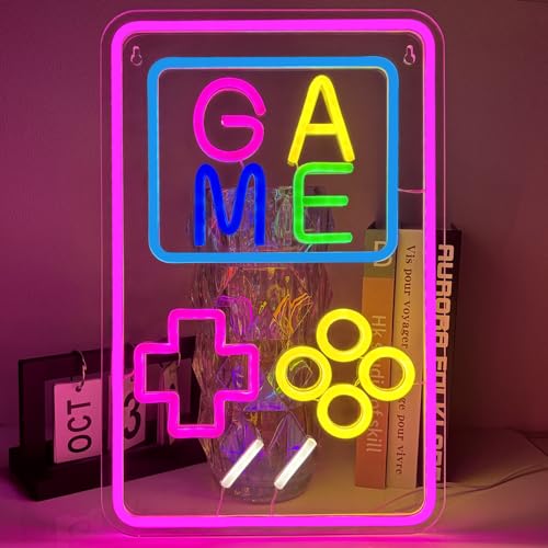 XJNOLGXIQU Gamer Neon Schild für Wanddekoration Neon Schild Gaming leuchtschild Led Schild Gaming USB Neonlicht für Game Zone,Game Room, Spiel Party Teenager Jungen Geschenke von XJNOLGXIQU