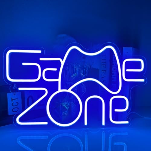 XJNOLGXIQU Game Zone Neon Schild,Neon Schild Gamer Blaues Leuchtreklame Gaming Led Schilder Game Room Wanddekoration,Gaming Deko,Gaming Zubehör Deko Leuchtschild für Teenager Jungen Geschenk von XJNOLGXIQU