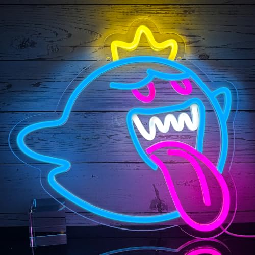 XJNOLGXIQU King Bo Neon Schild Ghost Led Neonlicht Mario Schild Gamer Neon Schild für Game Zone Gaming zimmer Dekor Gaming Zubehör Deko Geschenke für Junge Zimmer Dekor von XJNOLGXIQU