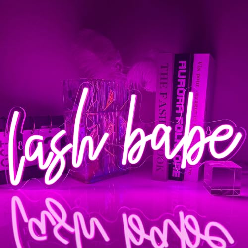 XJNOLGXIQU Lash Babe Neon Schild Pink Leuchtreklamen LED Schild Personalisiertes USB Neonlicht Geeignet für Mädchen Schönheitssalon Schlafzimmer Bar Dekoration Wimpern Party Raum Wanddekoration von XJNOLGXIQU