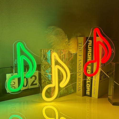 XJNOLGXIQU Music Notes Neon Schild Musiknoten Neon Light Music Neon Schild USB Powered LED Schilder Personalisiertes für Live Musik Konzertsaal Bar Party Schlafzimmer Geburtstagsfeier Wanddekoration von XJNOLGXIQU