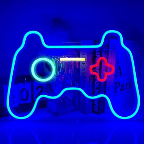 XJNOLGXIQU Gaming Neon Schild Gamer Neon Sign für Wanddekoration Gaming Deko leuchtreklame Game led Schild Neonlicht Schriftzug für Game Zone Jugendzimmer Deko Jungen Playstation Deko von XJNOLGXIQU