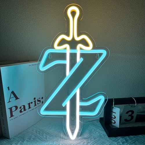 XJNOLGXIQU Zelda Neon Schild für Wanddekoration Skyward Sword NeonLichter Z Led Schild USB Gaming deko für Jugend zimmer Deko Geschenkdekoration für Jungen und Mädchen von XJNOLGXIQU