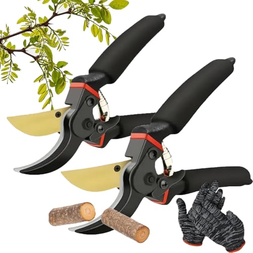 Garden Slicer Pro - Hermhoffer Gardenslicer Pro Hochleistungs-Gartenschere, Ergonomisch Gartenschere FüR Die Gartenarbeit, Sk5-Stahlklinge, Schere FüR PräZisen Schnitt Von äSten (2pcs) von XJQ