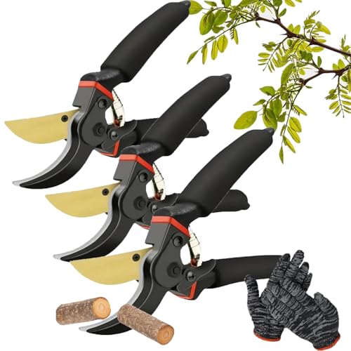 Garden Slicer Pro - Hermhoffer Gardenslicer Pro Hochleistungs-Gartenschere, Ergonomisch Gartenschere FüR Die Gartenarbeit, Sk5-Stahlklinge, Schere FüR PräZisen Schnitt Von äSten (3pcs) von XJQ