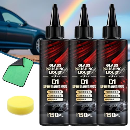 Glass Polishing Liquid D1, Auto Polishing Compound Windshield Cleaner Oil Film Remover, Removes Swirls,Scratches,Wiper Marks & Oil Film (3pcs) von XJQ