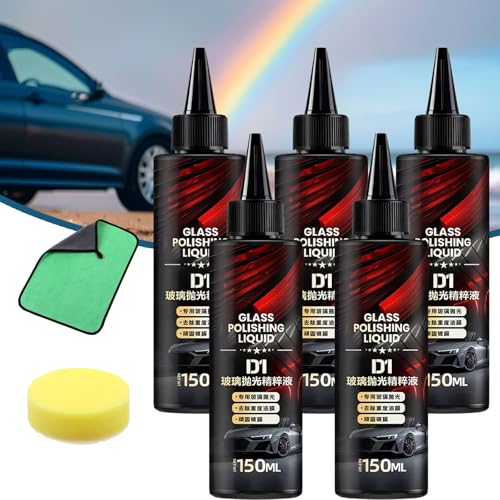 Glass Polishing Liquid D1, Auto Polishing Compound Windshield Cleaner Oil Film Remover, Removes Swirls,Scratches,Wiper Marks & Oil Film (5pcs) von XJQ
