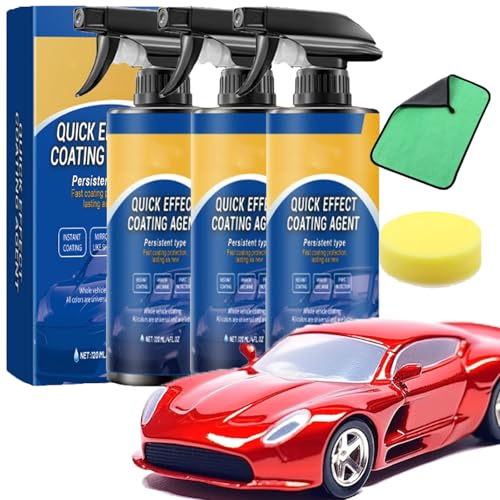 Glukaro Wasserdichte Beschichtung Auto, Quick Effect Coating Agent for Car, Quick Effect Spray, Multifunctional Coating Renewal Spray (3pcs) von XJQ