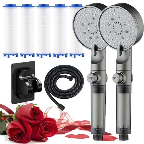 Hydroboost High Pressure 5-Mode Filtered Shower Head, Hydroboost Shower Head with 5 Extra Filters (2pcs) von XJQ