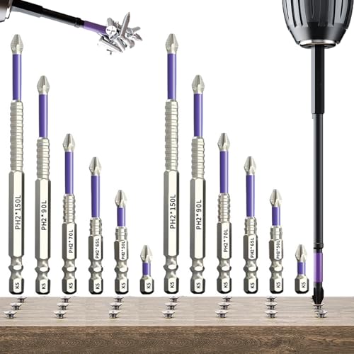 K5 Rutschfester Bitschraubendreher, K5 Schlagfestes Anti-Rutsch-Bit-Set, Hochmagnetisches Schraubendreher-Bohrer-Set Bits füR Handbohrmaschinen Und Schlagschrauber (2pcs*25-150MM) von XJQ