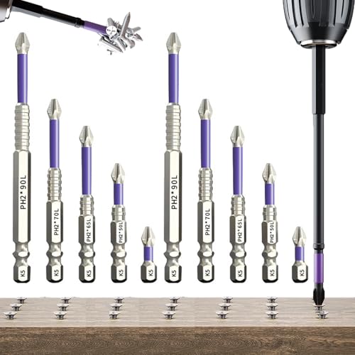 K5 Rutschfester Bitschraubendreher, K5 Schlagfestes Anti-Rutsch-Bit-Set, Hochmagnetisches Schraubendreher-Bohrer-Set Bits füR Handbohrmaschinen Und Schlagschrauber (2pcs*25-50-65-70-90MM) von XJQ