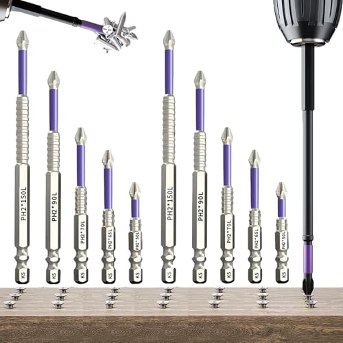 K5 Rutschfester Bitschraubendreher, K5 Schlagfestes Anti-Rutsch-Bit-Set, Hochmagnetisches Schraubendreher-Bohrer-Set Bits füR Handbohrmaschinen Und Schlagschrauber (2pcs*50-65-70-90-150MM) von XJQ