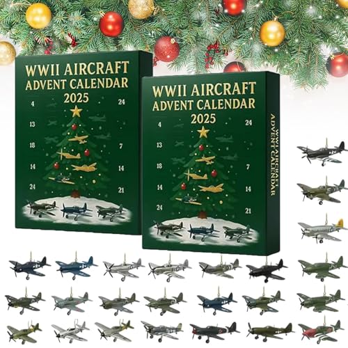 Wwii Aircraft Advent Calendar, Ww2 Advent Calendar, 24 Days Christmas Countdown Calendar with 24 Warbirds Pendant, Fighter Countdown Surprise Gifts (2pcs) von XJQ