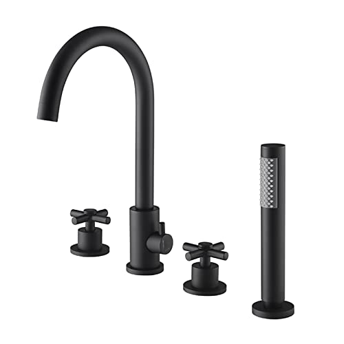 Badewanne Wasserhahn 4-Loch Wannenbatterie Armatur für Die Badewannen 4-Loch Wannenrandarmatur Wannenrand Badewanne Armatur Set Schwarz von XJTNLB