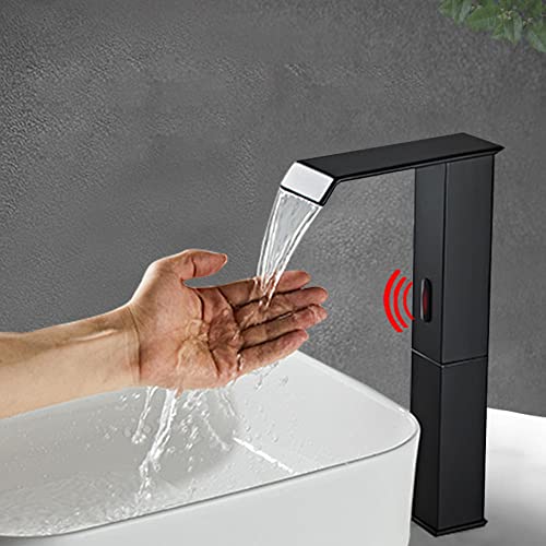 Infrarot Sensor Wasserhahn schwarz Automatisch Mischbatterie Wasserfall waschtischarmatur für bad-heiß und kalt_hoch von XJTNLB