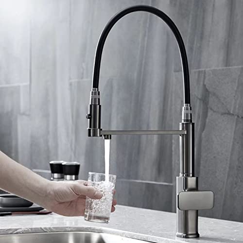 Küchenarmatur mit Brause Ausziehbar 3 Wege Wasserhahn Küche Mischbatterien für Küche mit Flexibler Auslauf Reverse Osmosis 3 in 1 Mischbatterie Wasserfilter C von XJTNLB