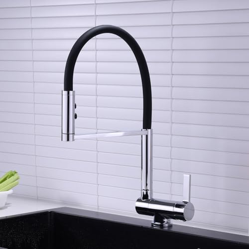 Vorfenster Küchenarmatur Chrom Flexibler Wasserhahn Küche Spültischarmatur 2 Strahlarten Einhebelmischer Küche von XJTNLB