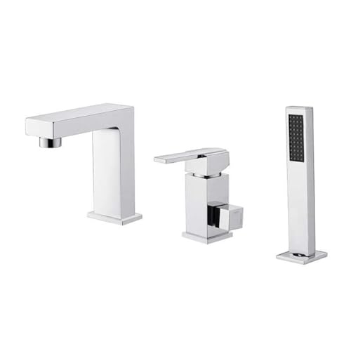 XJTNLB 3 Loch Armatur Badewanne Badewannenarmatur mit Handbrause Chrom Einhebelmischer Badewanne aus Messing von XJTNLB