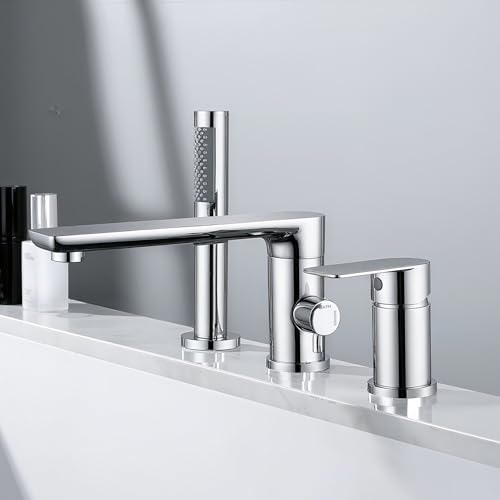 XJTNLB 3 Loch Badewannenarmatur Chrom Mischbatterie Dusche mit Brause Einhebelmischer Badewanne Armatur Dusche Set von XJTNLB