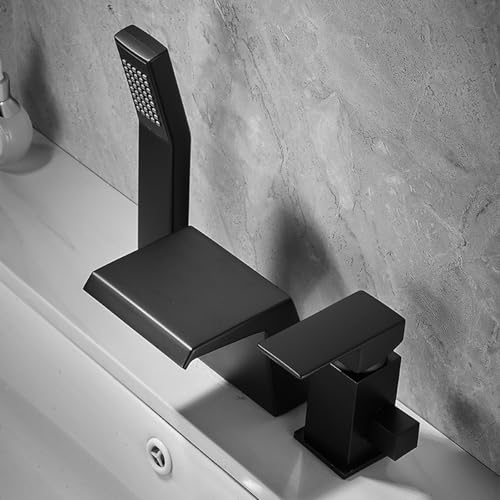 XJTNLB 3 Loch Mischbatterie Badewanne Wasserfall Badewannenarmatur Schwarz mit Herausziehbarem Handbrause XJTNLB 3 Loch Mischbatterie Badewanne Wasserfall Badewannenarmatur Schwarz mit Herausziehbarem Handbrause von XJTNLB