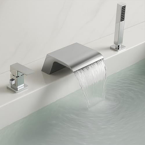 XJTNLB 3-Loch Wannenrandarmatur Badewannenarmatur Chrom Wasserfall Wasserhahn Einhebelmischer Badewanne XJTNLB 3-Loch Wannenrandarmatur Badewannenarmatur Chrom Wasserfall Wasserhahn Einhebelmischer Badewanne von XJTNLB