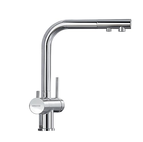 XJTNLB 3 Wege Wasserhahn Küche für Wasserfilter Chrom Armatur Küche Ausziehbar Doppelter Ausguss 3 in 1 Mischbatterie Küche für Wasserfilter von XJTNLB