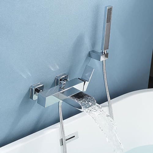 XJTNLB Armatur Badewanne Wasserfall Einhebelmischer Badewannenarmatur Wasserfall mit Brause Bad Armaturen Badewanne Chrom von XJTNLB