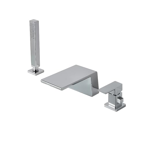 XJTNLB Badewannenarmatur Chrom Wasserfall Mischbatterie Badewanne mit Brause Set Wasserhahn 3 Loch Armatur Badewanne XJTNLB Badewannenarmatur Chrom Wasserfall Mischbatterie Badewanne mit Brause Set Wasserhahn 3 Loch Armatur Badewanne von XJTNLB