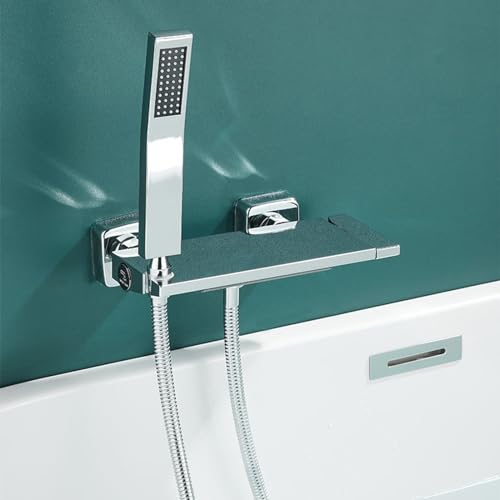 XJTNLB Badewannenarmatur Wasserfall Chrom Wand Dusche Armatur Mischbatterie Badewanne mit Brause Armatur Dusche Einhebel-B von XJTNLB