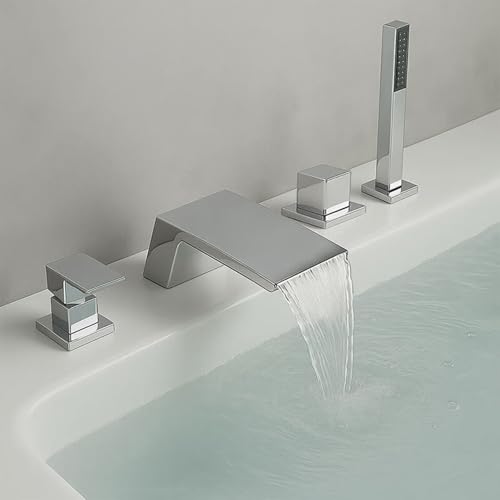 XJTNLB Badewannenarmatur Wasserfall mit Brause 4 Loch Armatur Badewanne Chrom Mischbatterie Dusche mit Brause XJTNLB Badewannenarmatur Wasserfall mit Brause 4 Loch Armatur Badewanne Chrom Mischbatterie Dusche mit Brause von XJTNLB