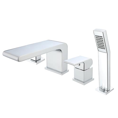 XJTNLB Badewannenarmatur Wasserfall mit Brause Chrom Bad Armatur Badewanne 4 Loch Mischbatterie Dusche Set XJTNLB Badewannenarmatur Wasserfall mit Brause Chrom Bad Armatur Badewanne 4 Loch Mischbatterie Dusche Set von XJTNLB