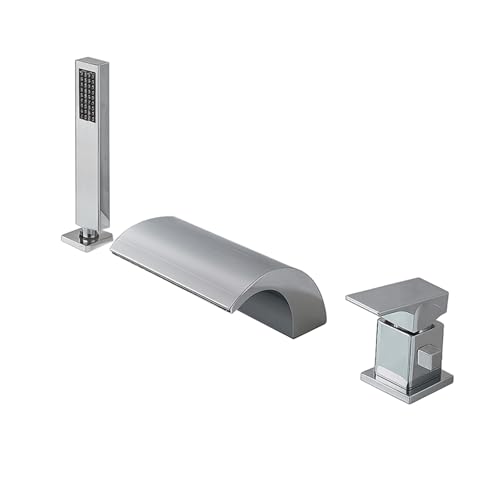 XJTNLB Badewannenarmatur Wasserfall mit Handbrause Chrom 3 Loch Mischbatterie Badewanne mit Brause Set Wasserhahn von XJTNLB
