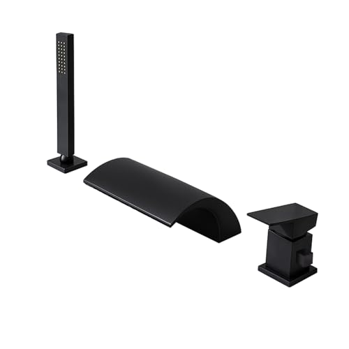 XJTNLB Badewannenarmatur Wasserfall mit Handbrause Schwarz 3 Loch Mischbatterie Badewanne mit Brause Set Wasserhahn XJTNLB Badewannenarmatur Wasserfall mit Handbrause Schwarz 3 Loch Mischbatterie Badewanne mit Brause Set Wasserhahn von XJTNLB