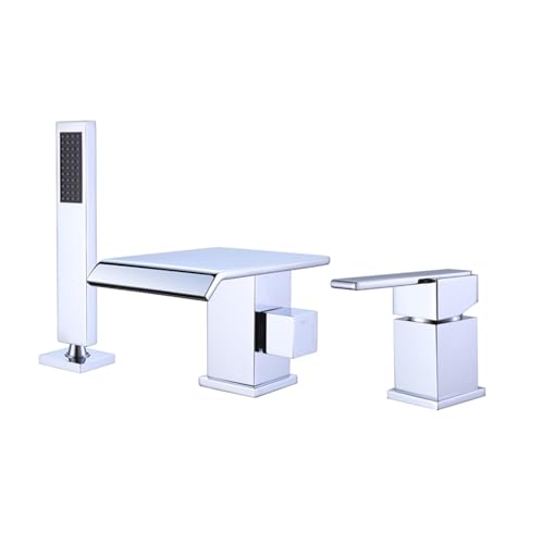 XJTNLB Badewannenarmatur mit Brause Wannenrandarmatur 3 Loch Wasserfall, Wasserhahn Badewanne Wasserfall Duscharmatur Einhebelmischer Chrom XJTNLB Badewannenarmatur mit Brause Wannenrandarmatur 3 Loch Wasserfall, Wasserhahn Badewanne Wasserfall Duscharmatur Einhebelmischer Chrom von XJTNLB