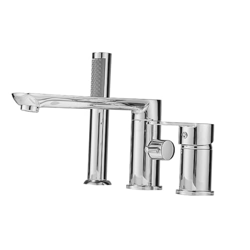XJTNLB Badewannenarmatur mit Handbrause Chrom 3 Loch Mischbatterie Badewanne mit Brause Duscharmatur Einhebelmischer von XJTNLB