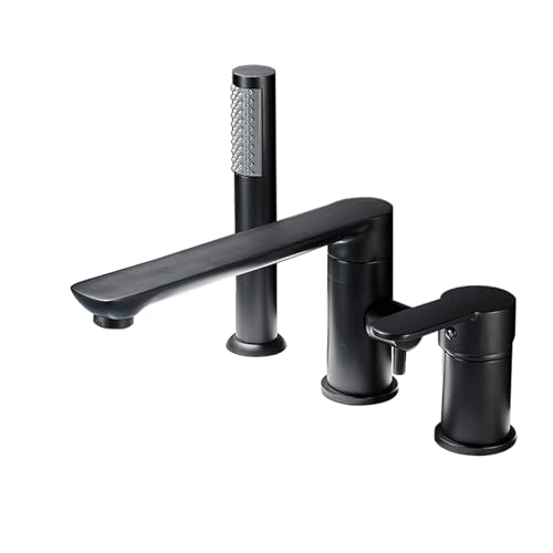 XJTNLB Badewannenarmatur mit Handbrause Schwarz 3 Loch Mischbatterie Badewanne mit Brause Duscharmatur Einhebelmischer XJTNLB Badewannenarmatur mit Handbrause Schwarz 3 Loch Mischbatterie Badewanne mit Brause Duscharmatur Einhebelmischer von XJTNLB