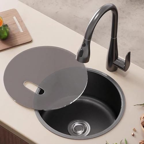 XJTNLB Einbauwaschbecken Rund Spülbecken mit Deckel Spüle Grau 320X320 Küchenspüle Edelstahl XJTNLB Einbauwaschbecken Rund Spülbecken mit Deckel Spüle Grau 320X320 Küchenspüle Edelstahl von XJTNLB