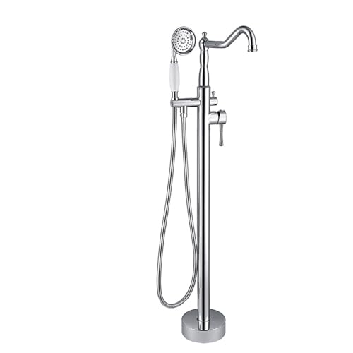 XJTNLB Freistehende Badewannenarmatur Mischbatterie Dusche Retro 360° Schwenkbar Duscharmatur Einhebelmischer mit Handbrause und Duschschlauch Chrom von XJTNLB