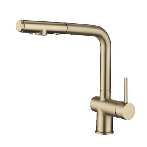 XJTNLB Küchenarmatur 3 Wege Wasserhahn Gebürstetes Gold Spültischarmatur mit Brause 360° Drehbar 3 in 1 Mischbatterie Küche für Wasserfilter Wasserhahn Auslauf L Form XJTNLB Küchenarmatur 3 Wege Wasserhahn Gebürstetes Gold Spültischarmatur mit Brause 360° Drehbar 3 in 1 Mischbatterie Küche für Wasserfilter Wasserhahn Auslauf L Form von XJTNLB