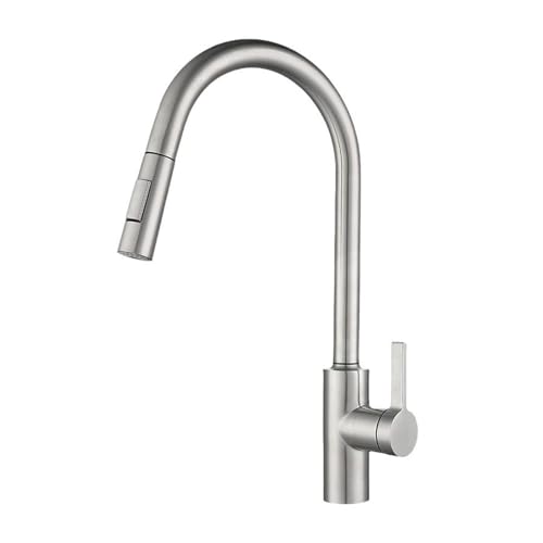XJTNLB Küchenarmatur Ausziehbar Sensor Gebürstet Wasserhahn Küche Hoher Auslauf Inhebel-Spültischarmatur, mit Herausziehbarer Handbrause von XJTNLB