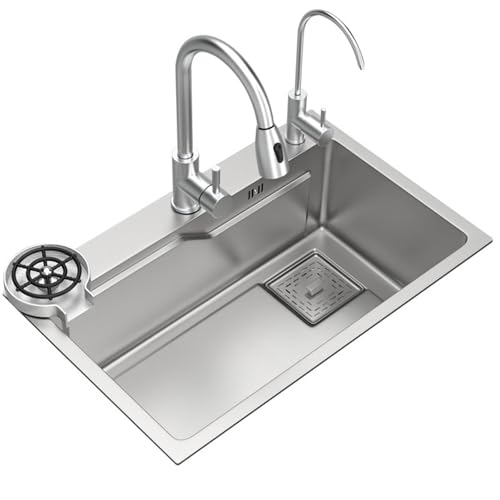 XJTNLB Küchenspüle Edelstahl Gebürstet Spüle Küche 60 * 45 cm Küchenwaschbecken mit Tassenwaschmaschine, Abtropfkorb und Weiterem Zubehör von XJTNLB