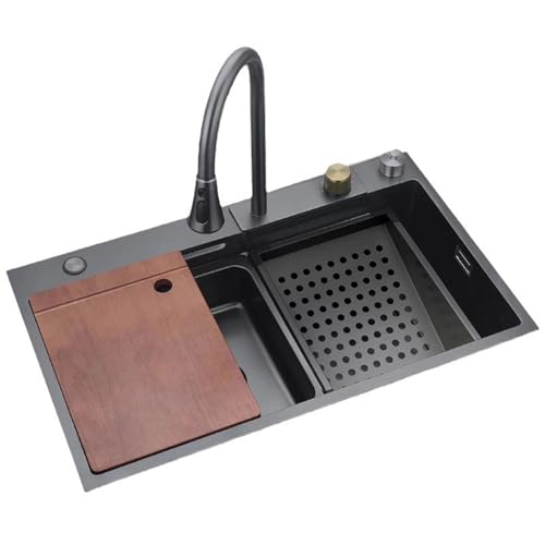 XJTNLB Küchenspüle Grauer Multifunktionsspüle Spülbecken Küche Edelstahl mit Wasserfall Armatur Bedienelementen Auf Der Arbeitsplatte Usw XJTNLB Küchenspüle Grauer Multifunktionsspüle Spülbecken Küche Edelstahl mit Wasserfall Armatur Bedienelementen Auf Der Arbeitsplatte Usw von XJTNLB