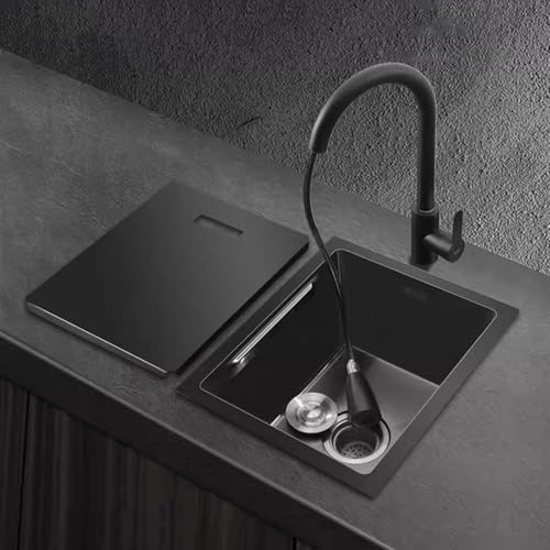 XJTNLB Küchenspüle Schwarz Edelstahl Spülbecken Rechteckig 1 Becken Edelstahl Einbauwaschbecken 28 x 42 cm XJTNLB Küchenspüle Schwarz Edelstahl Spülbecken Rechteckig 1 Becken Edelstahl Einbauwaschbecken 28 x 42 cm von XJTNLB