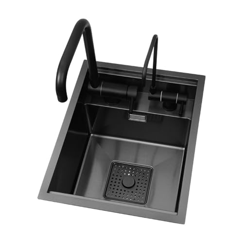 XJTNLB Küchenspüle Schwarz Spülbecken Klein mit Abdeckung Spüle Rechteckig Einbauspüle Edelstahl mit Hahnloch XJTNLB Küchenspüle Schwarz Spülbecken Klein mit Abdeckung Spüle Rechteckig Einbauspüle Edelstahl mit Hahnloch von XJTNLB