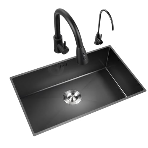 XJTNLB Küchenspüle Schwarz Spülbecken Küche Edelstahl mit Ausziehbarem Wasserhahn Arbeitsplatz-Küchenspülen 52 * 42 cm XJTNLB Küchenspüle Schwarz Spülbecken Küche Edelstahl mit Ausziehbarem Wasserhahn Arbeitsplatz-Küchenspülen 52 * 42 cm von XJTNLB