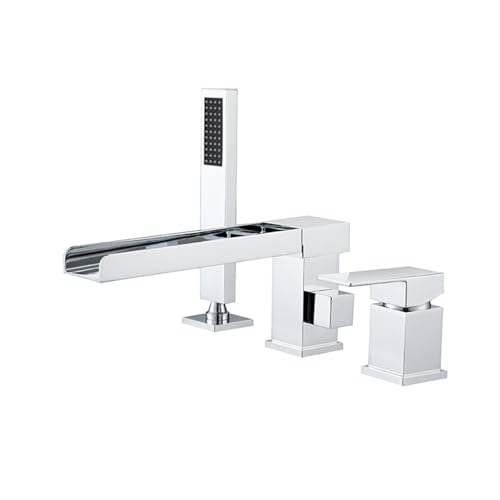 XJTNLB Mischbatterie Badewanne Wasserfall Chrome Wannenarmatur mit Brause 3-Loch Duscharmatur Einhebelmischer mit Herausziehbarem Handbrause XJTNLB Mischbatterie Badewanne Wasserfall Chrome Wannenarmatur mit Brause 3-Loch Duscharmatur Einhebelmischer mit Herausziehbarem Handbrause von XJTNLB